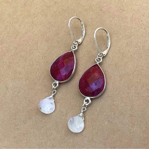 Ruby Moonstone Sundance Charm Earrings - Picture 2 of 6